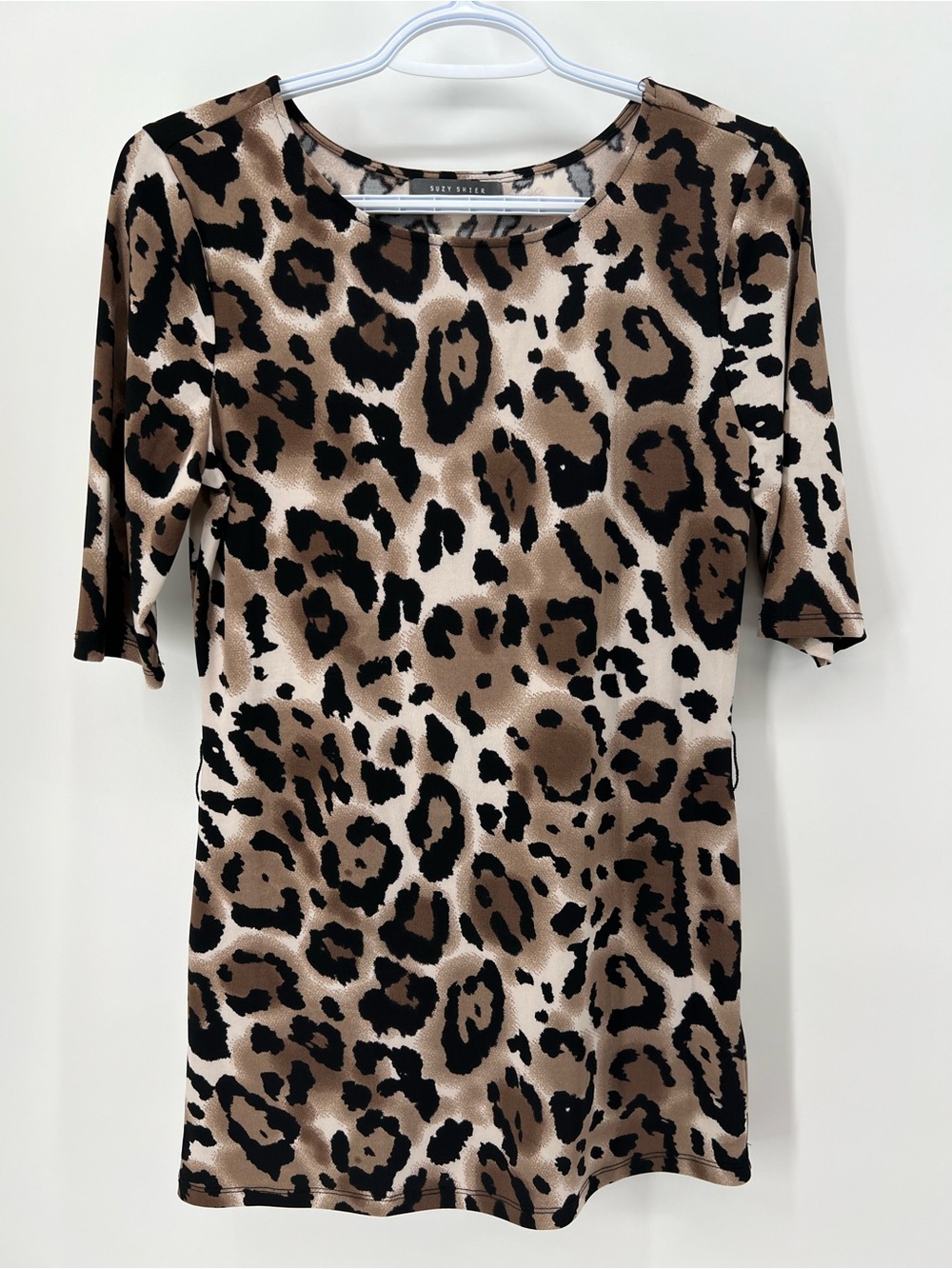 Suzy Shier Women’s Medium Leopard Print Mini Dress - Brown & Black